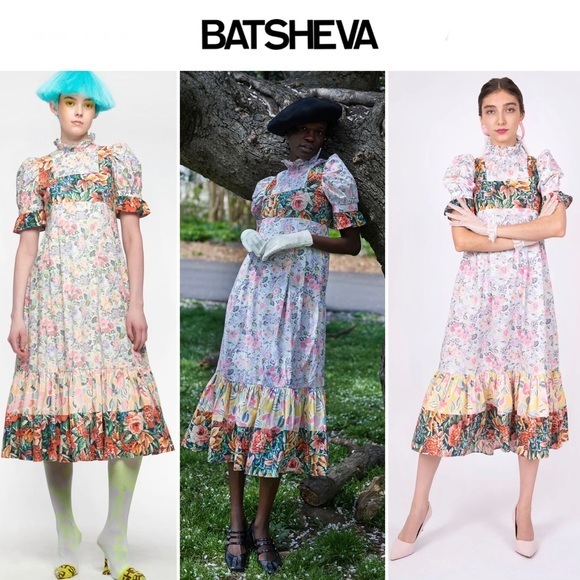 BATSHEVA Ruthin Floral Print Ruffle Dress sz 0 300$